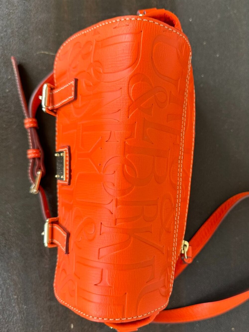 Dooney & Bourke Safari Crossbody Bag Embossed Orange Leather Satchel Purse - Picture 6 of 16